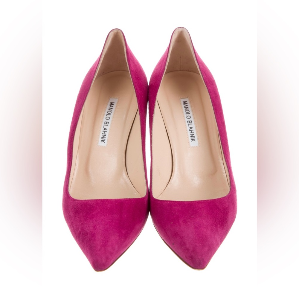 Fuschia suede Manolo Blahnik shoes